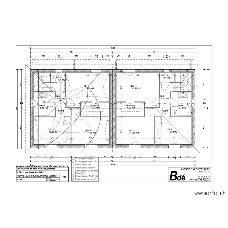 villas jumelées aprieux etage unifillaire. Plan de 0 pièce et 0 m2