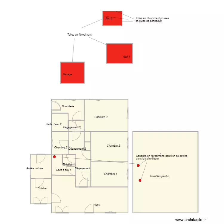Croquis JOSIE AMIANTE. Plan de 