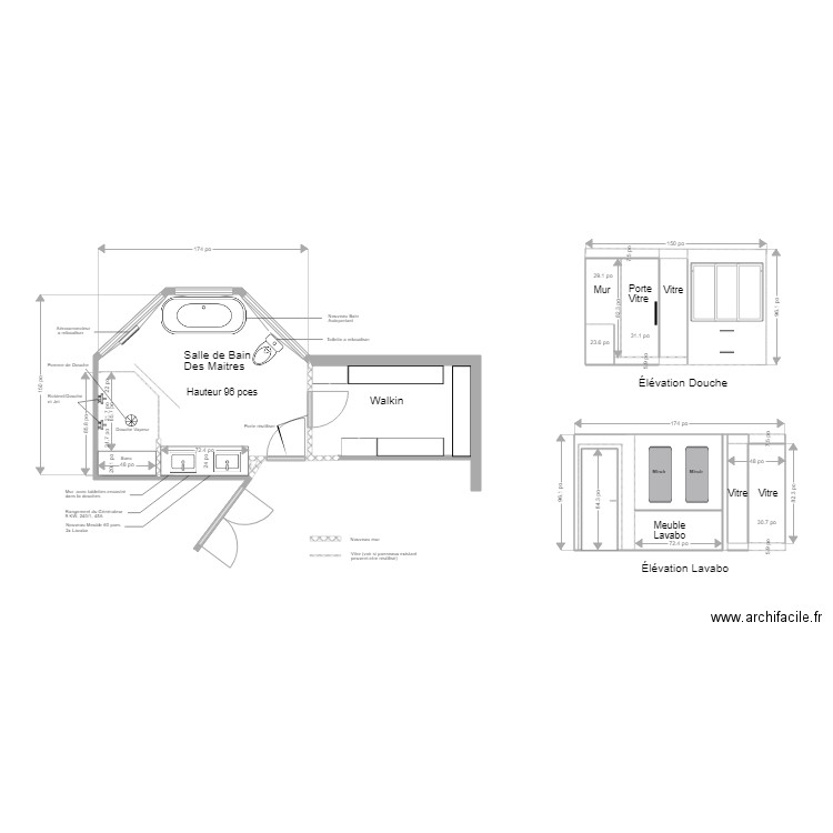 Salle de bain des maitre mur angle meuble Lavabo 72 pces. Plan de 0 pièce et 0 m2