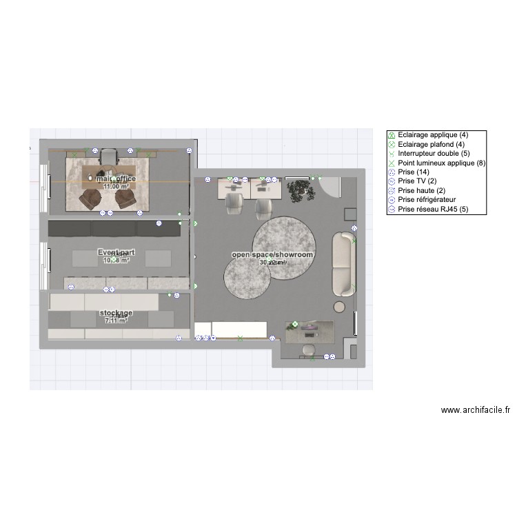 fh agency. Plan de 4 pièces et 62 m2