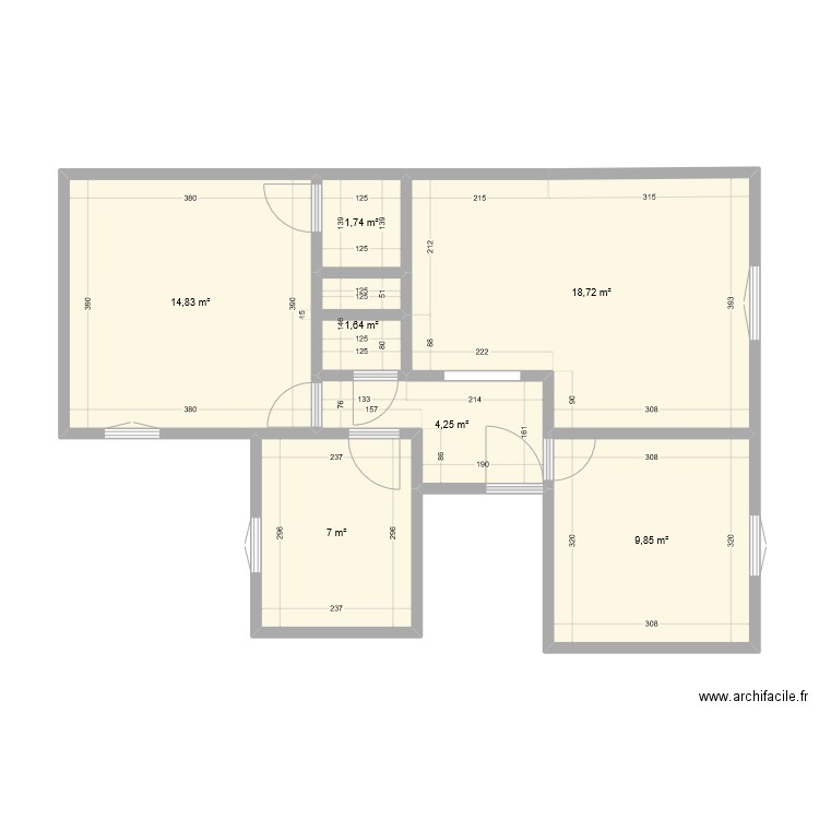 NANA2. Plan de 7 pièces et 58 m2