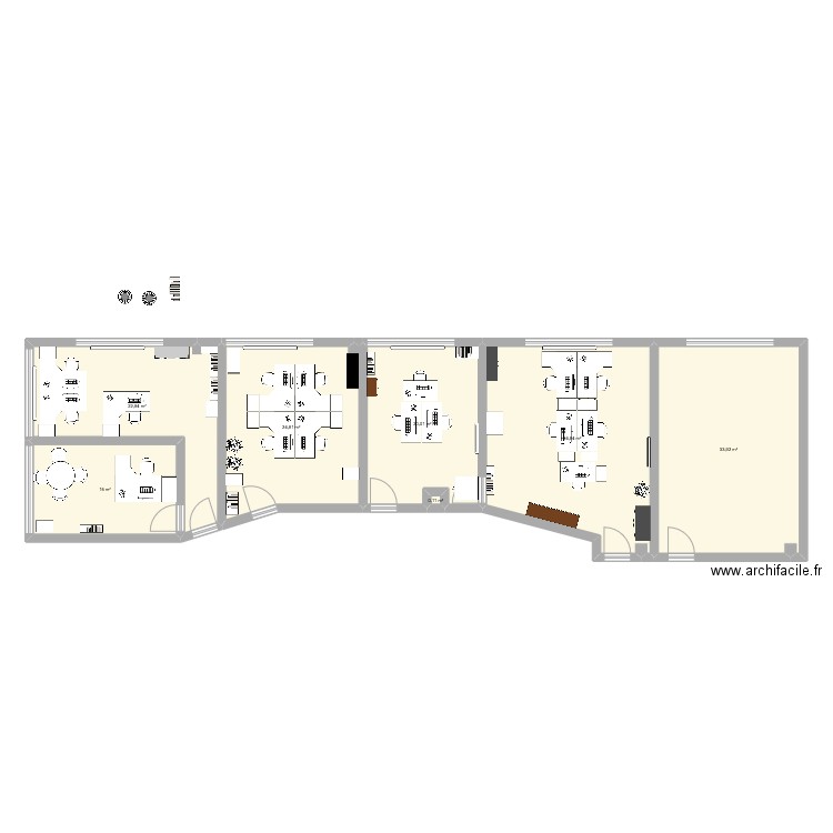 Implantation Nouveaux Locaux (La Poste). Plan de 7 pièces et 152 m2
