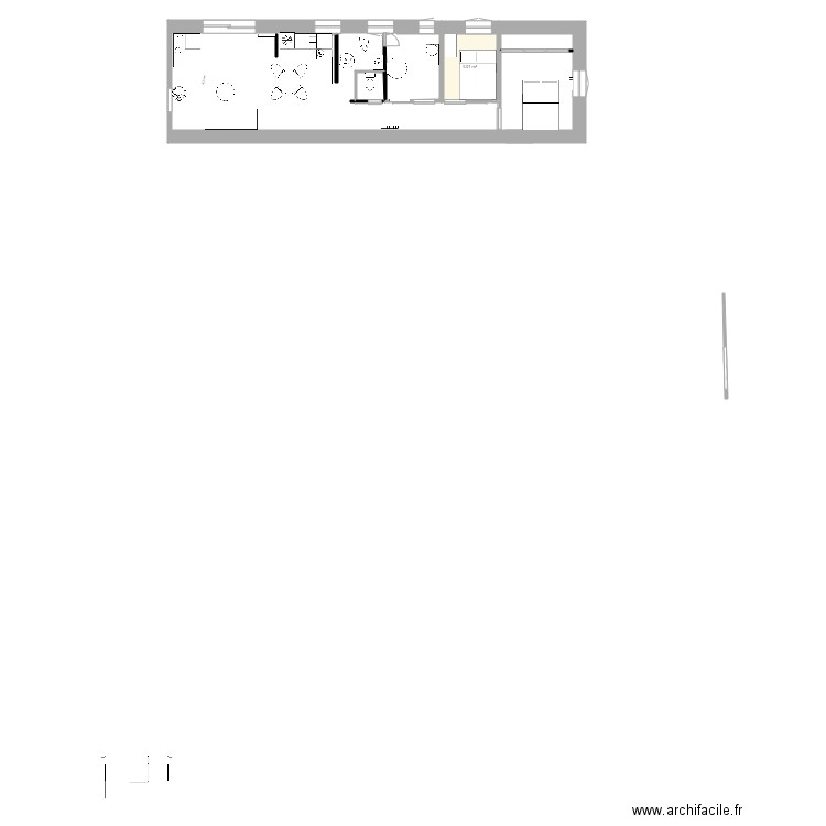 Salon  cuisine chambre. Plan de 0 pièce et 0 m2