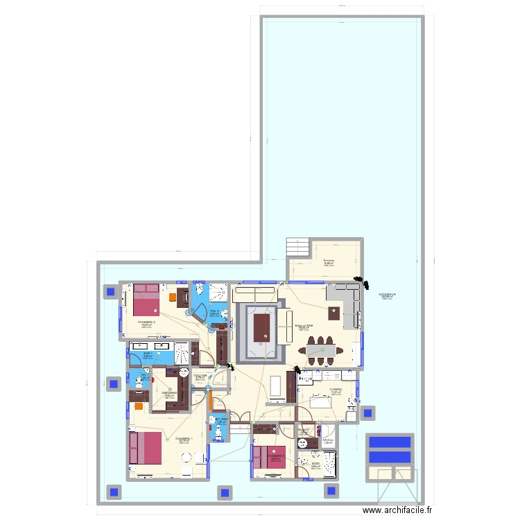 Dalal Diam VF. Plan de 42 pièces et 1200 m2