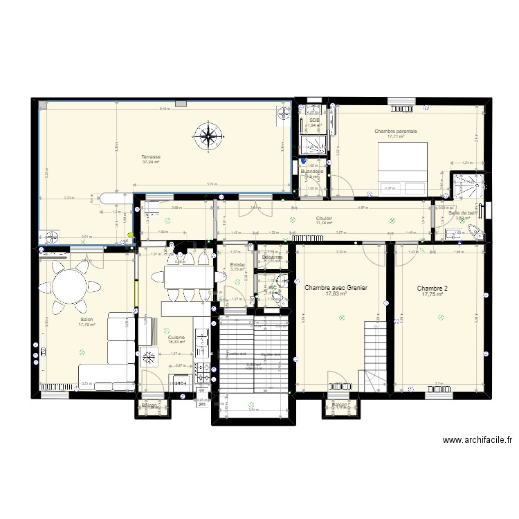 Mon AppartementFinal. Plan de 16 pièces et 162 m2