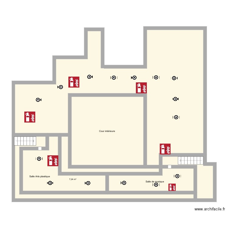 Plan troisième étage . Plan de 7 pièces et 136 m2