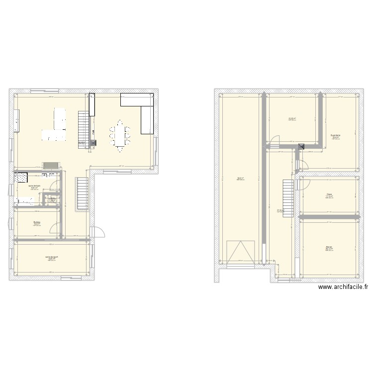 Essaie 2 maison rétrécie. Plan de 11 pièces et 306 m2