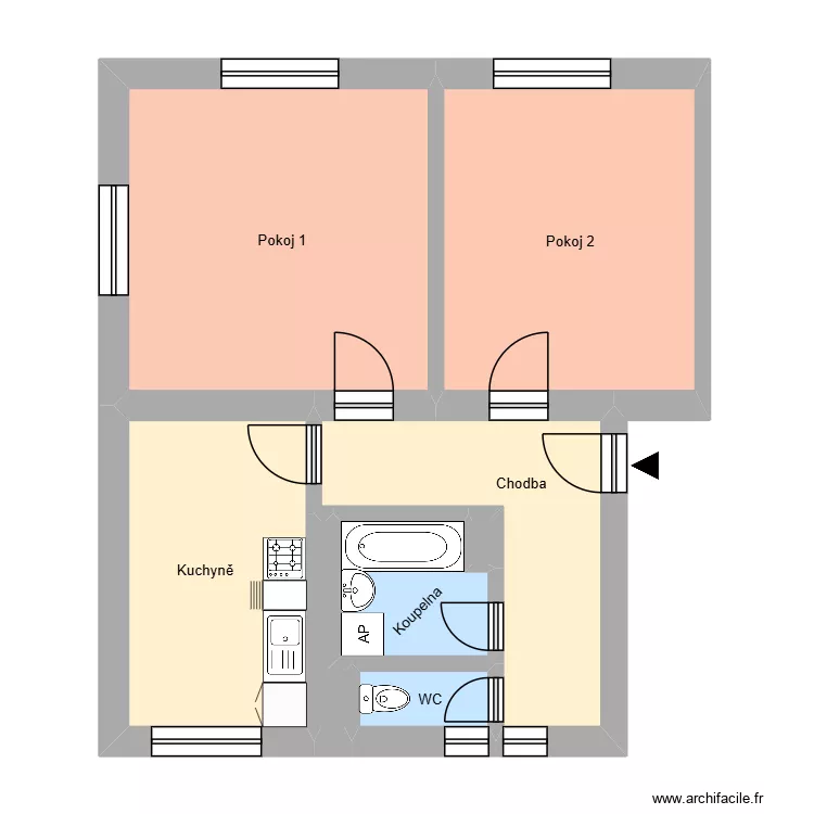 Středov&aacute; 434, byt 3. Plan de 12  et 177 m²