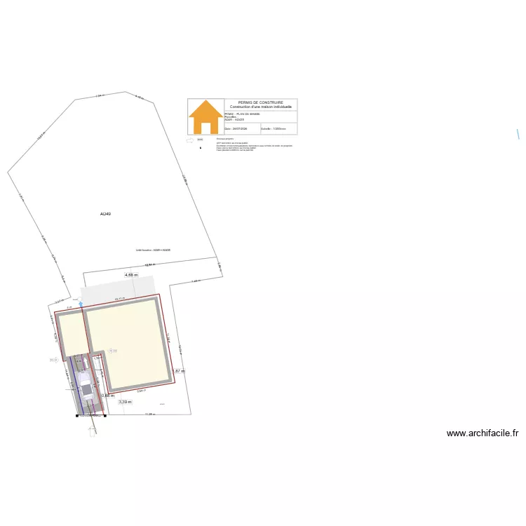 terrain + maison. Plan de 2 et 123 m² terrain + maison. Plan de 2 et 123 m²