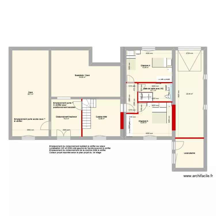 2 Ch des Amandiers RDJ PROJET V1. Plan de 9  et 142 m²