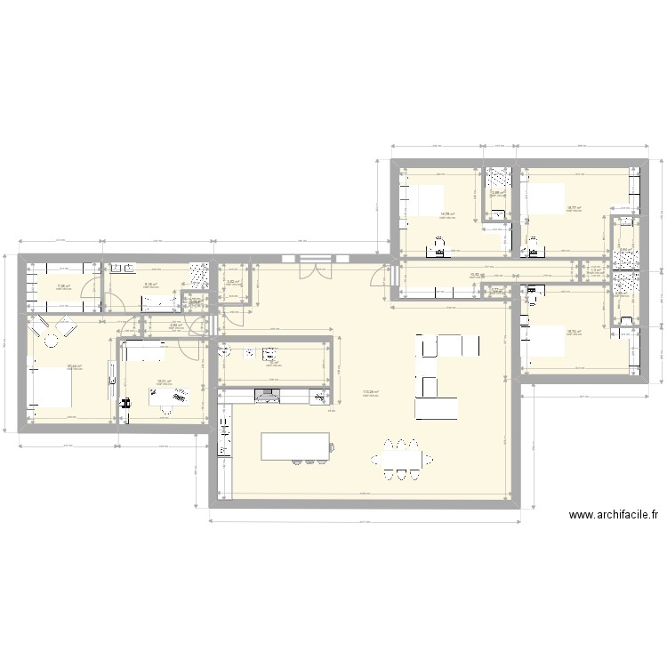 NOUVEAUTE. Plan de 18 pièces et 257 m2