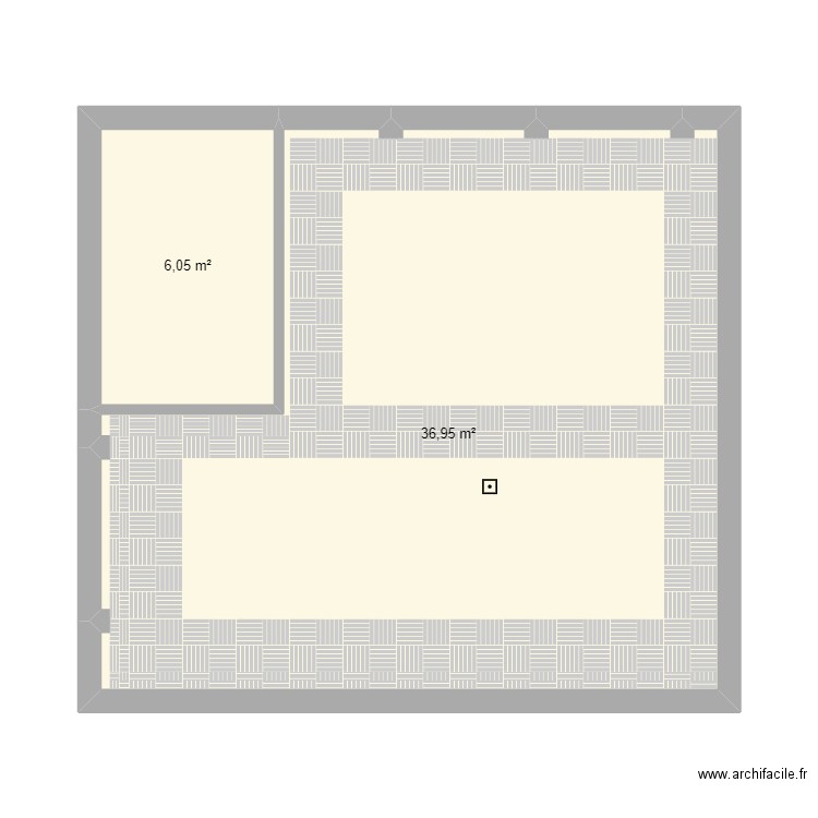 Extension Jardin. Plan de 2 pièces et 43 m2