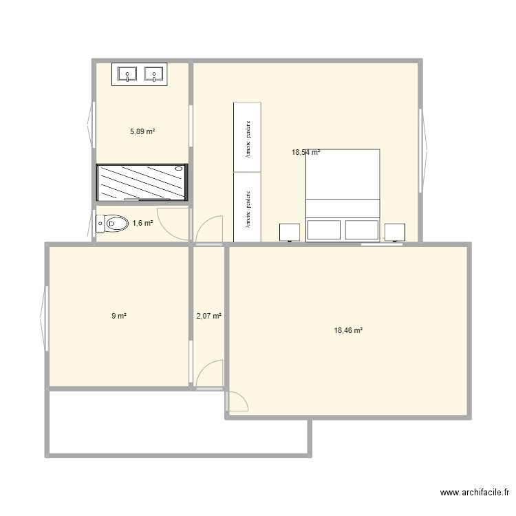 Extension maison. Plan de 6 pièces et 56 m2