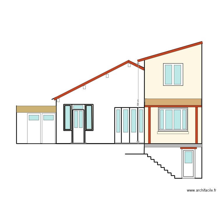 Plan de facade après projet2. Plan de 7 pièces et 26 m2