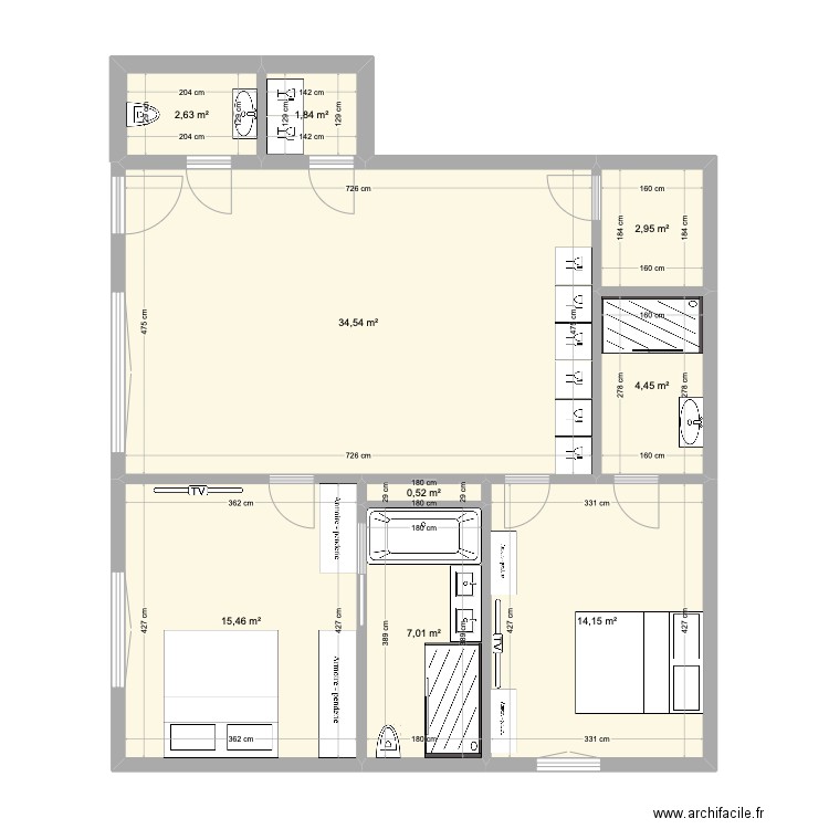 Olivet RDC 20/10. Plan de 9 pièces et 84 m2