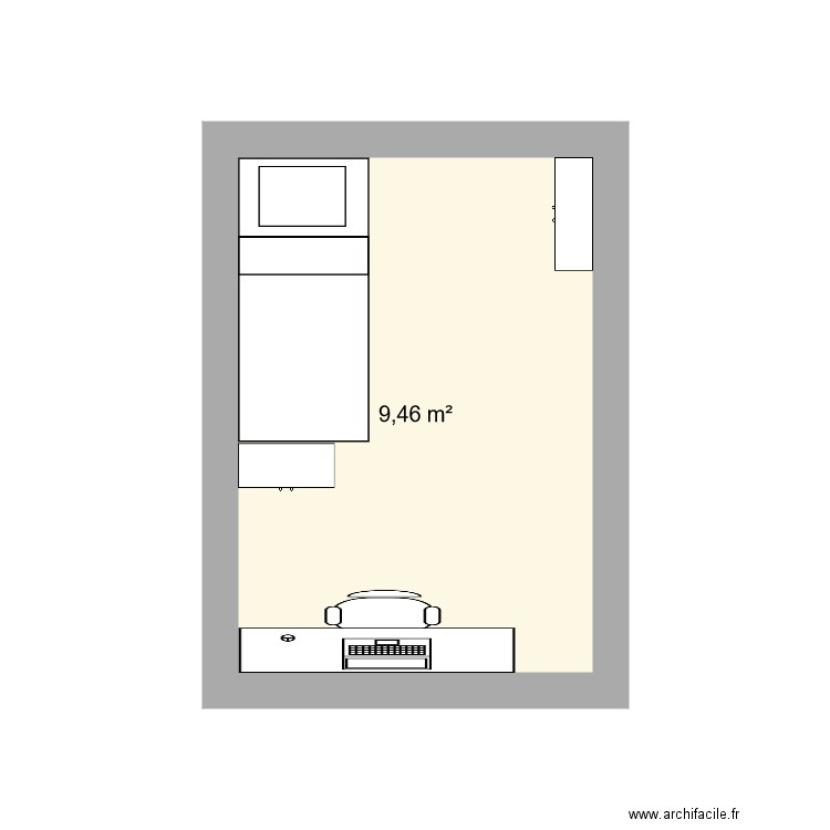 Chambre Marius. Plan de 1 pièce et 9 m2