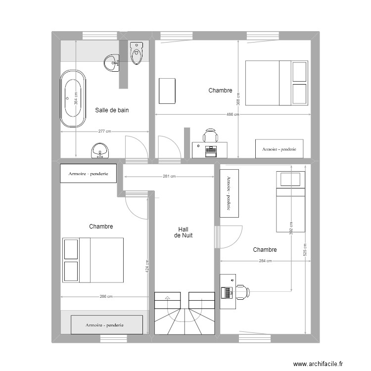 MSM Plan 1er Etage (20230518). Plan de 5 pièces et 67 m2