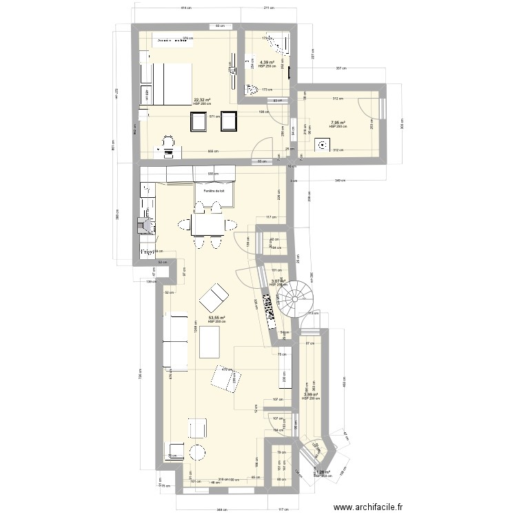 SAINT SAUVEUR. Plan de 7 pièces et 97 m2