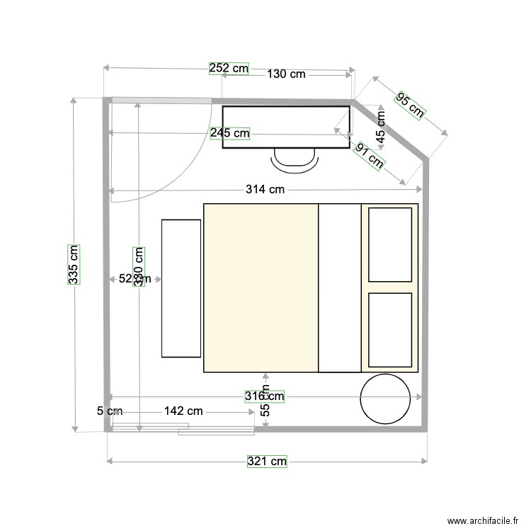 Chambre N°2.1 (MAUVE). Plan de 0 pièce et 0 m2