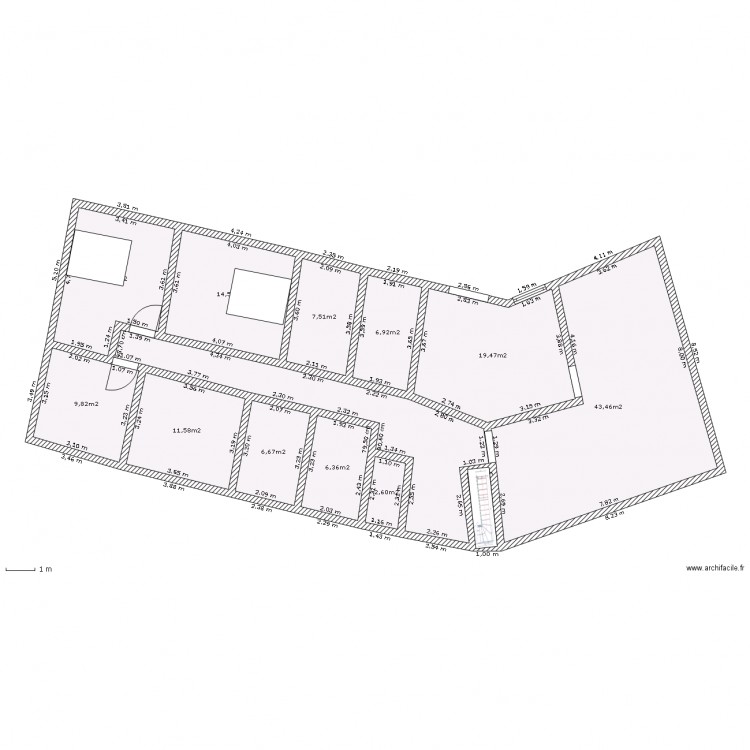 Maison plain-pied en V. Plan de 0 pièce et 0 m2