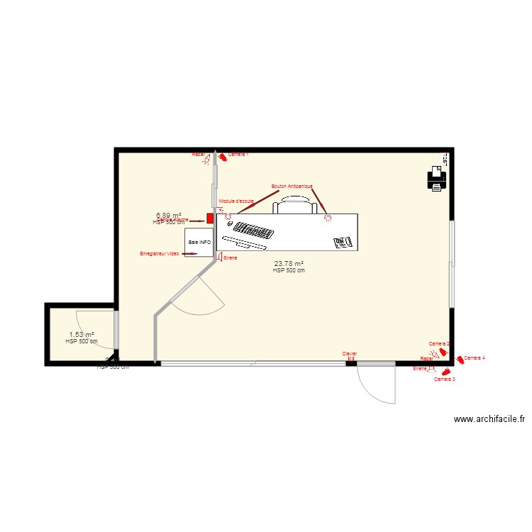 POSTE AMFREVILLE. Plan de 4 pièces et 32 m2