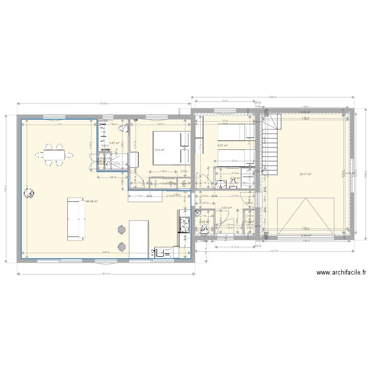PLAN DE MAISON PLEUBIAN. Plan de 16 pièces et 113 m2