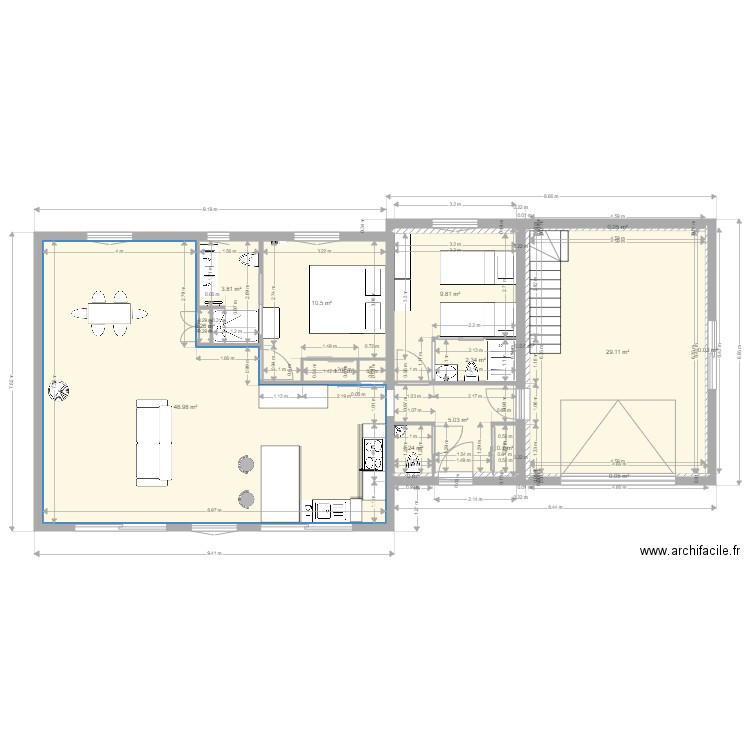 PLAN DE MAISON PLEUBIAN. Plan de 8 pièces et 85 m2