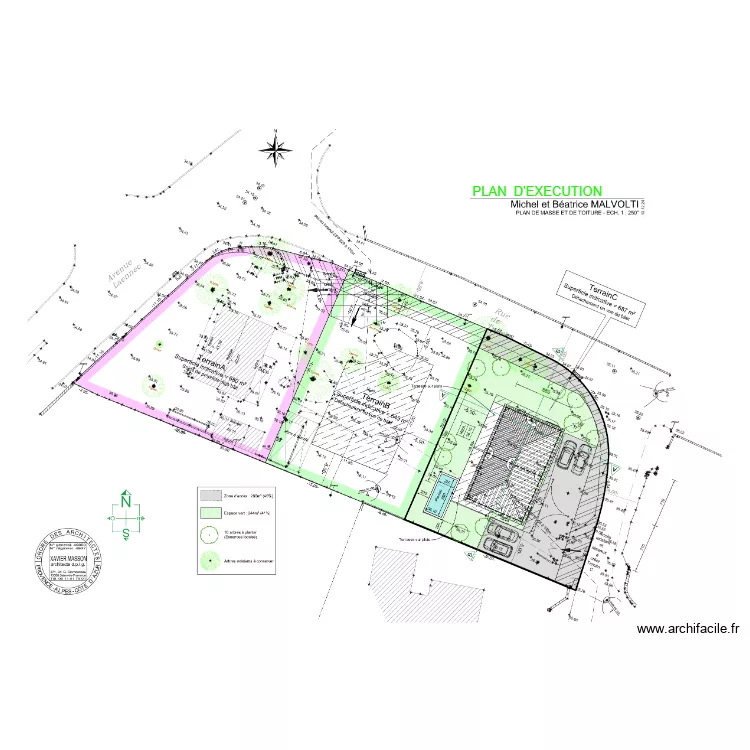 PLAN DE MASSE ET TOITURE - INDICE A - 28-04-25. Plan de 