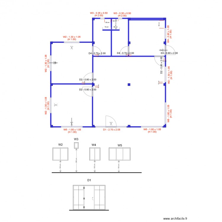 Implantation des baies. Plan de 0 pièce et 0 m2