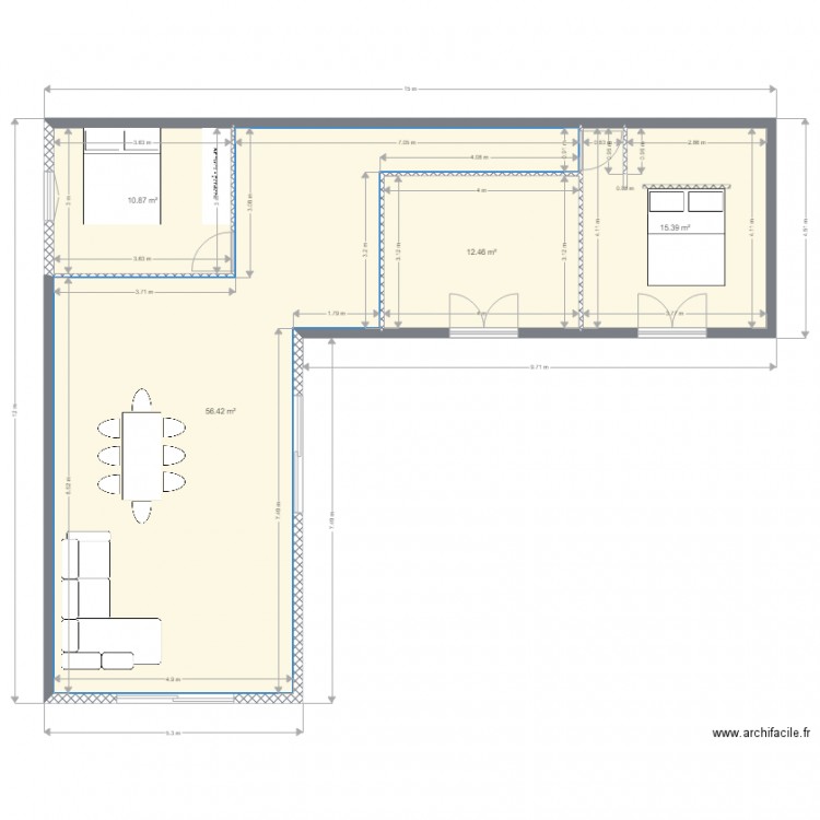 en l. Plan de 0 pièce et 0 m2