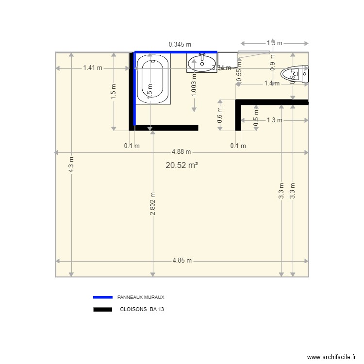 PICAUD SDB ETAGE. Plan de 0 pièce et 0 m2