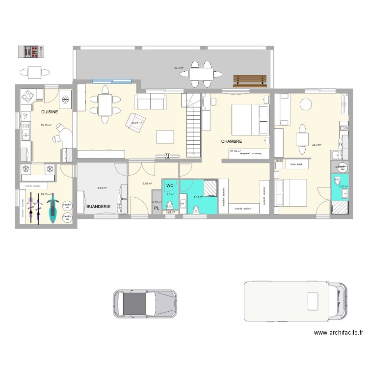 studio. Plan de 0 pièce et 0 m2