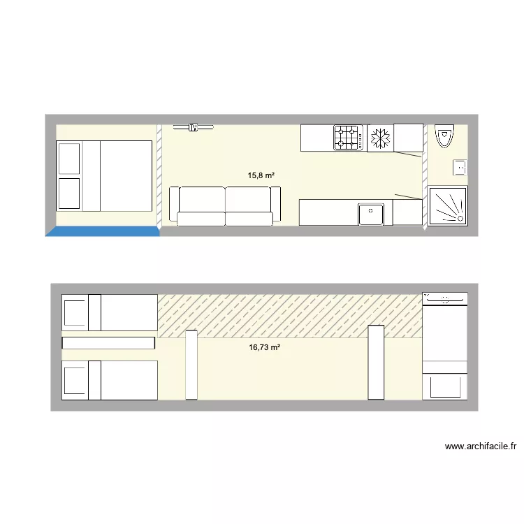 tiny chambre parent RDC. Plan de 
