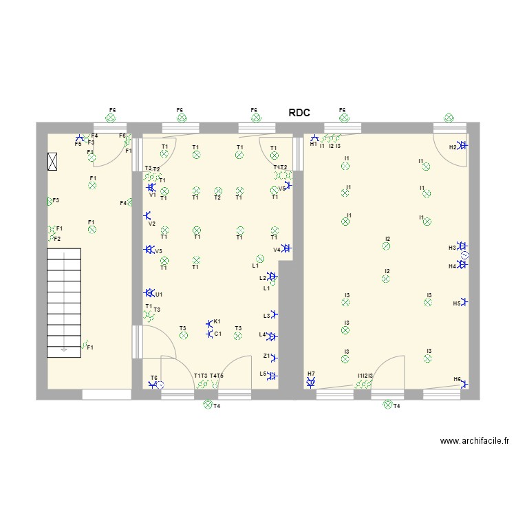 STEPHANIE RDC. Plan de 3 pièces et 57 m2