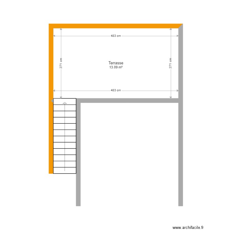 Rochet Terrasse. Plan de 1 pièce et 13 m2