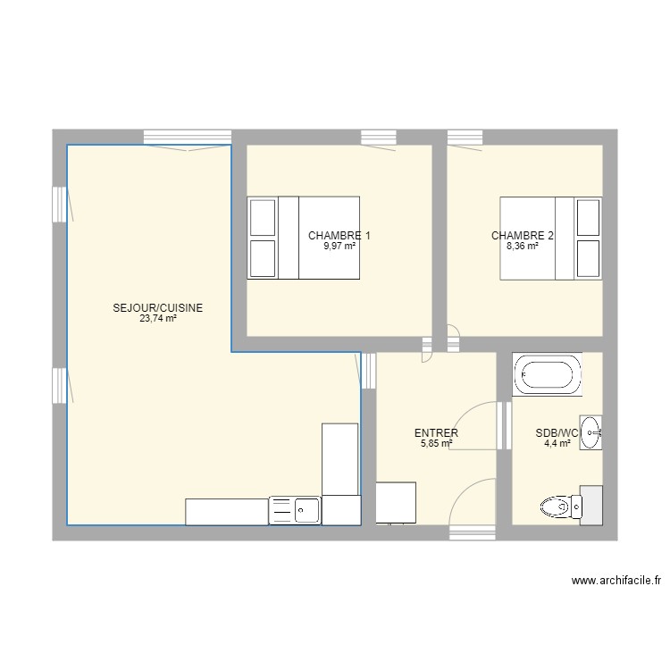 PLAN APPARTEMENT TN TRAVAIL REALISE PAR VOYEMANT CHARLOTTE . Plan de 0 pièce et 0 m2