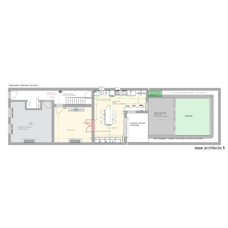 Traversière. Plan de 21 pièces et 318 m2