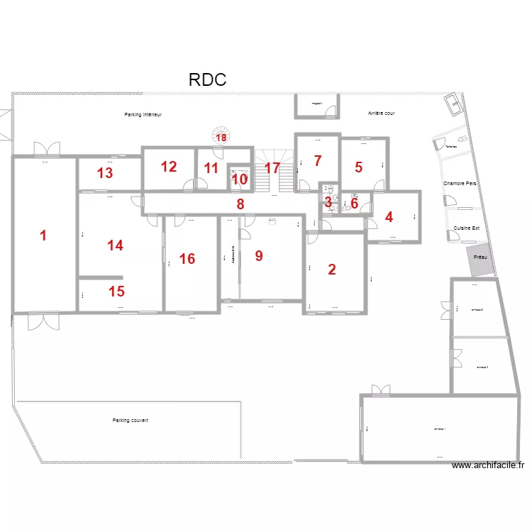 villa marcory RDC &eacute;tat des lieux. Plan de 