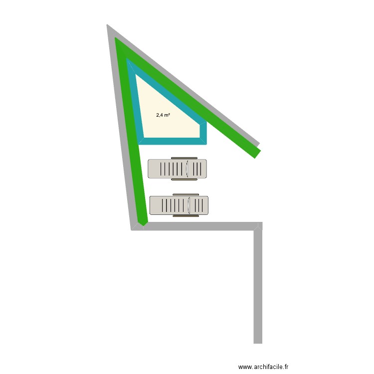 Jardin bout2. Plan de 1 pièce et 2 m2