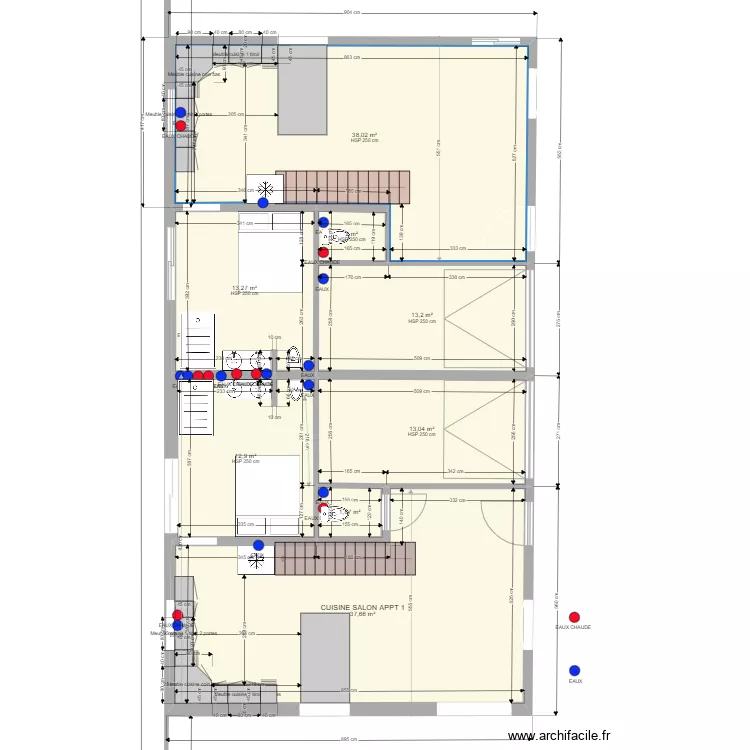 PLAN RDC SAL DE BAINS + ARRIVER D EAUX. Plan de 