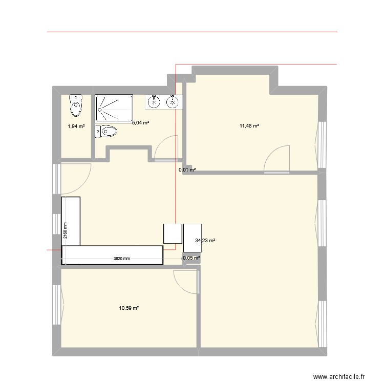 FINAL.1.7 cuisine. Plan de 7 pièces et 63 m2