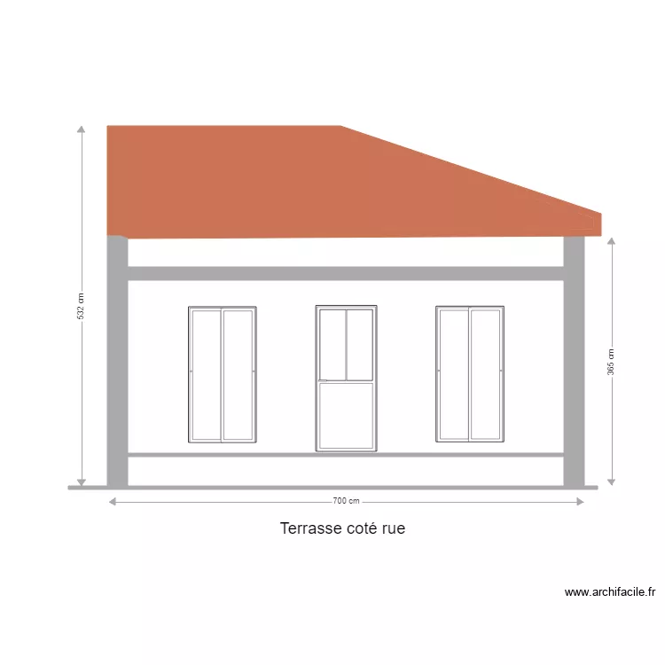 vue de face. Plan de 
