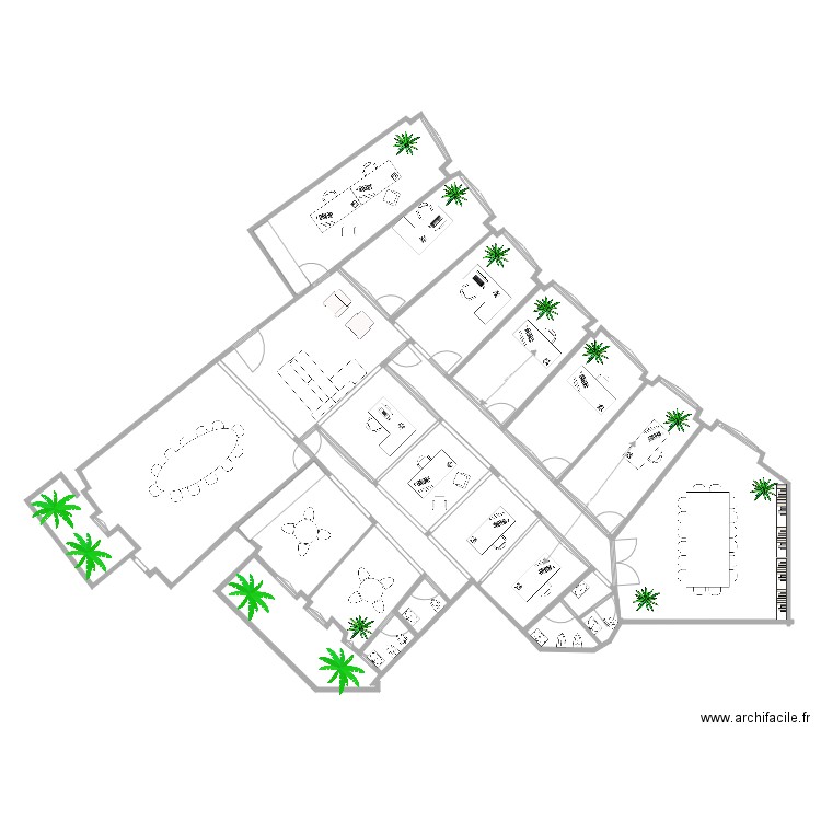 di progetto. Plan de 14 pièces et 266 m2