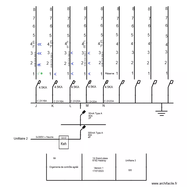 unifilaire 3 Dorian. Plan de 
