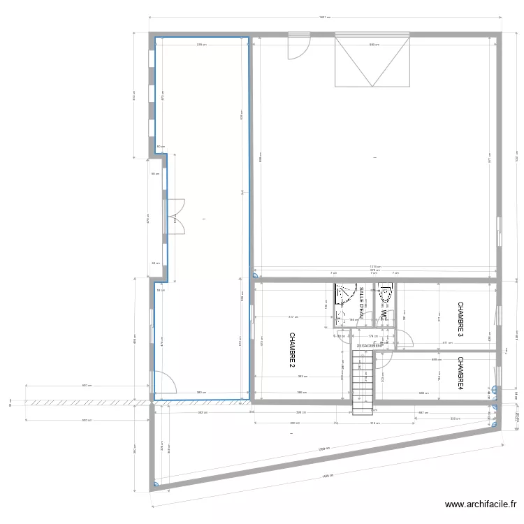 maison ammenagement &eacute;tage bis La Chapelle Chauss&eacute;e. Plan de 