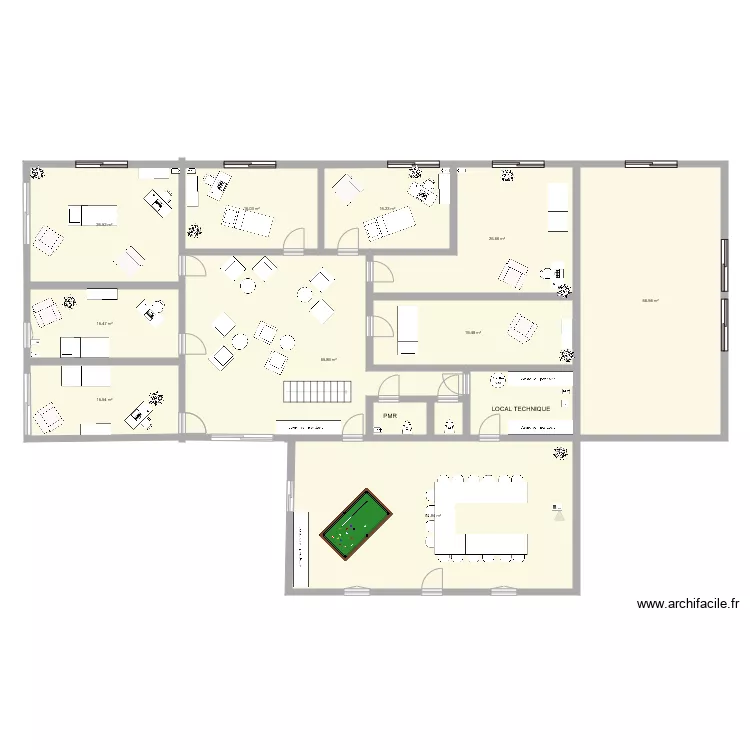 CABINET MEDICAL 6 pieces KINE et SALLE YOGA CONF. Plan de 