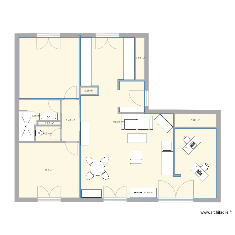 t4finos. Plan de 9 pièces et 89 m2