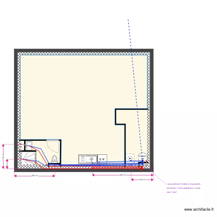 Maison rdc plomberie. Plan de 