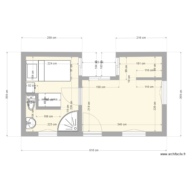 studio. Plan de 0 pièce et 0 m2