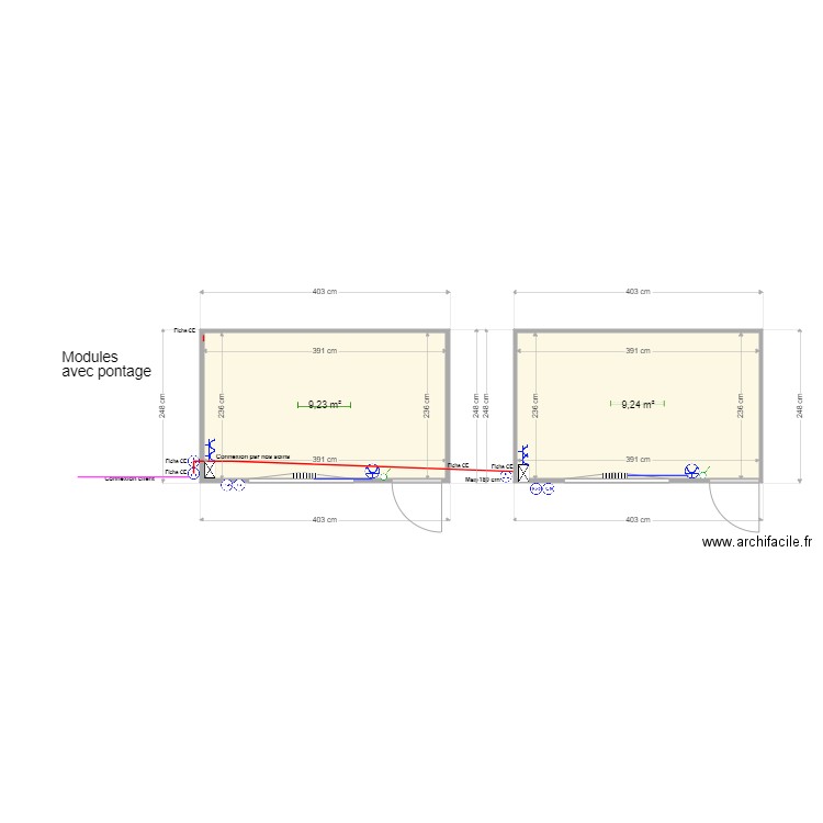 Gouvernement BW. Plan de 2 pièces et 18 m2